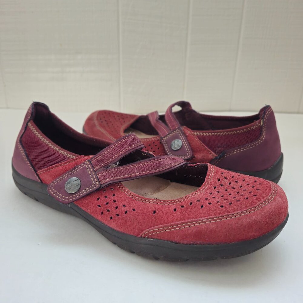 Earth Spirit Red Suede Mary Jane Shoes Women Size 8 Closure Padded Comfort Shoes
